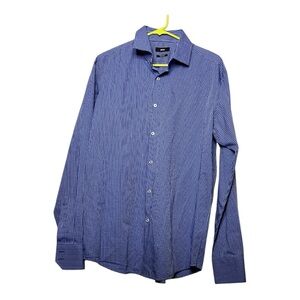 Men's Boss Hugo Boss long sleeve, blue checkered, button down shirt, size 17.5
